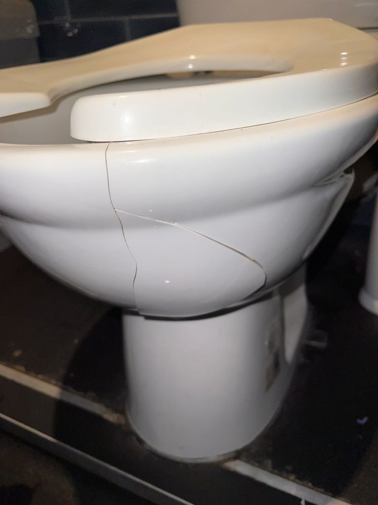 cracked toilet